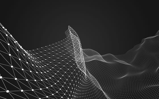 Abstract polygonal space low poly dark background with connecting dots and lines. Connection structure. 3d rendering