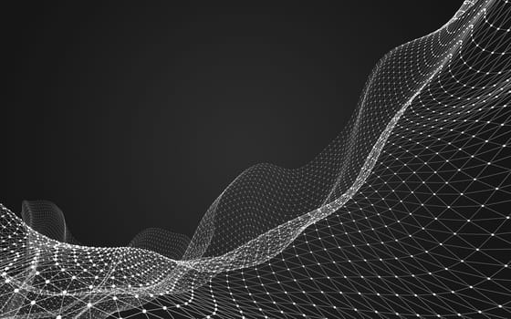 Abstract polygonal space low poly dark background with connecting dots and lines. Connection structure. 3d rendering