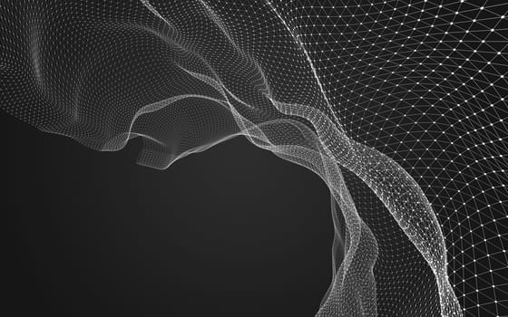 Abstract polygonal space low poly dark background with connecting dots and lines. Connection structure. 3d rendering