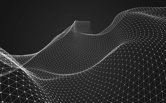 Abstract polygonal space low poly dark background with connecting dots and lines. Connection structure. 3d rendering