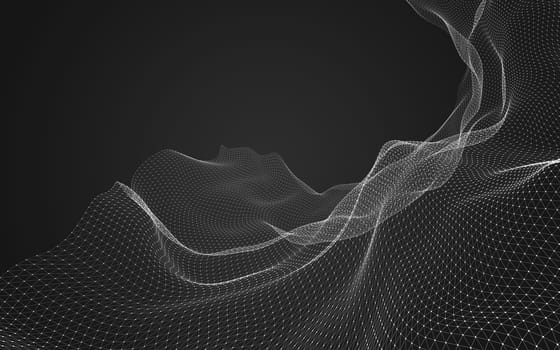 Abstract polygonal space low poly dark background with connecting dots and lines. Connection structure. 3d rendering