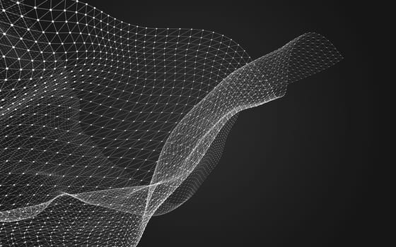 Abstract polygonal space low poly dark background with connecting dots and lines. Connection structure. 3d rendering