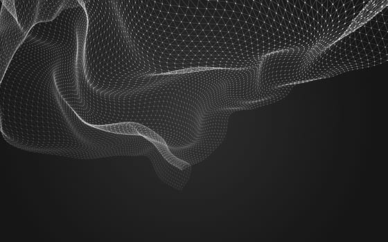 Abstract polygonal space low poly dark background with connecting dots and lines. Connection structure. 3d rendering