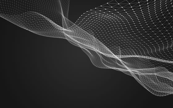 Abstract polygonal space low poly dark background with connecting dots and lines. Connection structure. 3d rendering