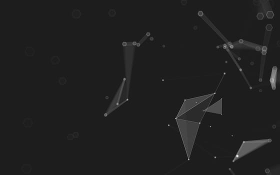 Abstract polygonal space low poly dark background with connecting dots and lines. Connection structure. 3d rendering