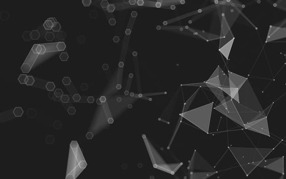 Abstract polygonal space low poly dark background with connecting dots and lines. Connection structure. 3d rendering