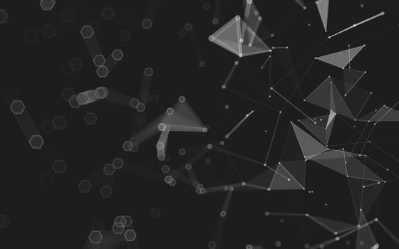 Abstract polygonal space low poly dark background with connecting dots and lines. Connection structure. 3d rendering