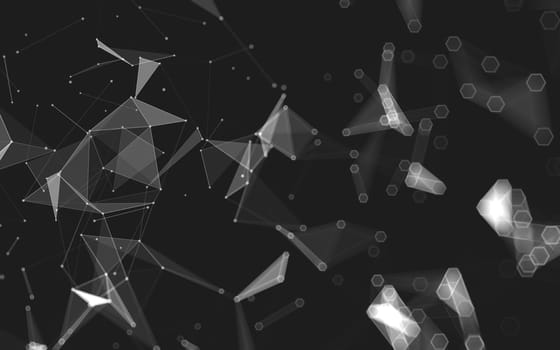 Abstract polygonal space low poly dark background with connecting dots and lines. Connection structure. 3d rendering