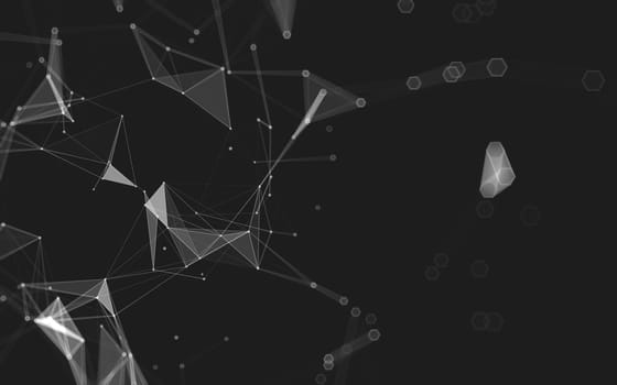 Abstract polygonal space low poly dark background with connecting dots and lines. Connection structure. 3d rendering