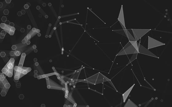 Abstract polygonal space low poly dark background with connecting dots and lines. Connection structure. 3d rendering