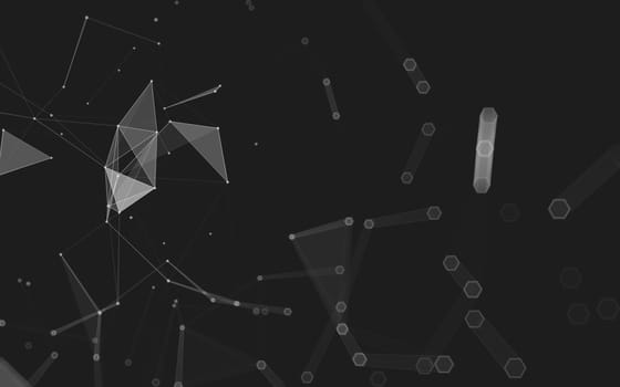 Abstract polygonal space low poly dark background with connecting dots and lines. Connection structure. 3d rendering