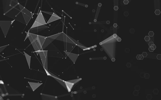 Abstract polygonal space low poly dark background with connecting dots and lines. Connection structure. 3d rendering