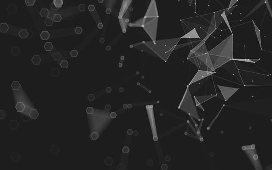 Abstract polygonal space low poly dark background with connecting dots and lines. Connection structure. 3d rendering