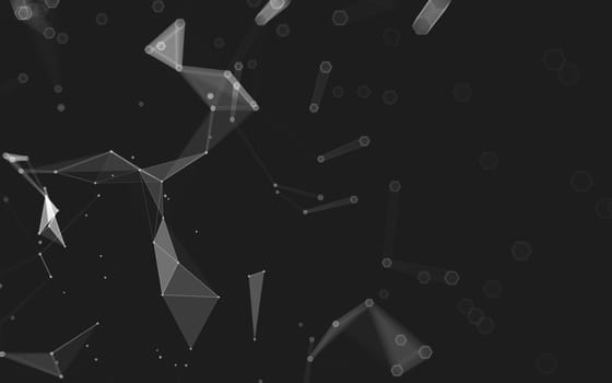 Abstract polygonal space low poly dark background with connecting dots and lines. Connection structure. 3d rendering