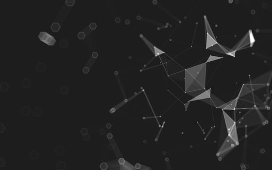 Abstract polygonal space low poly dark background with connecting dots and lines. Connection structure. 3d rendering