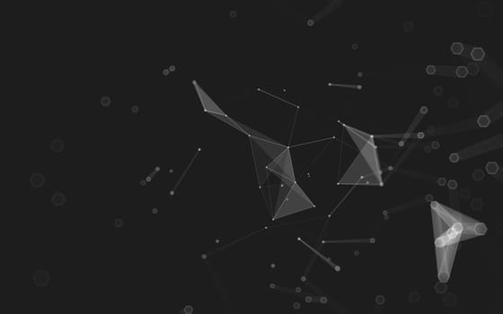 Abstract polygonal space low poly dark background with connecting dots and lines. Connection structure. 3d rendering