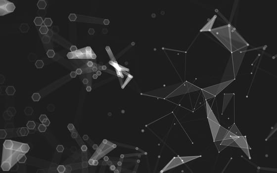 Abstract polygonal space low poly dark background with connecting dots and lines. Connection structure. 3d rendering