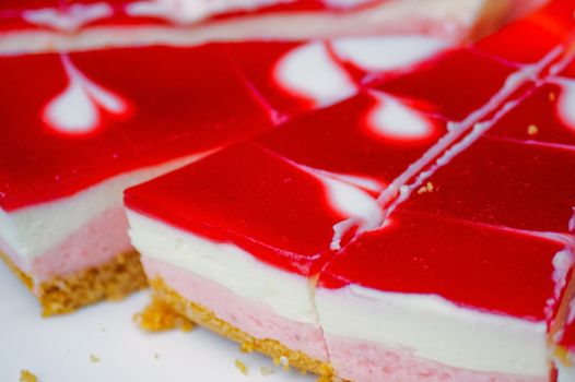 a Cheesecake New-York with Strawberries close up