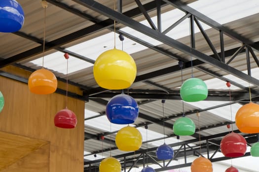 The colorful hanging ceramic lamp for decorate