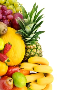 Set of fruits isolated on white background