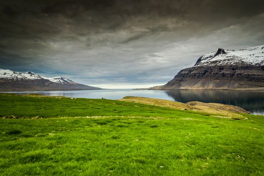 Beautiful green landscape in Iceland 