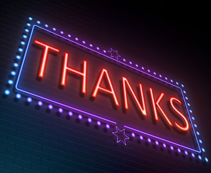 Illustration depicting an illuminated neon sign with a thanks concept.