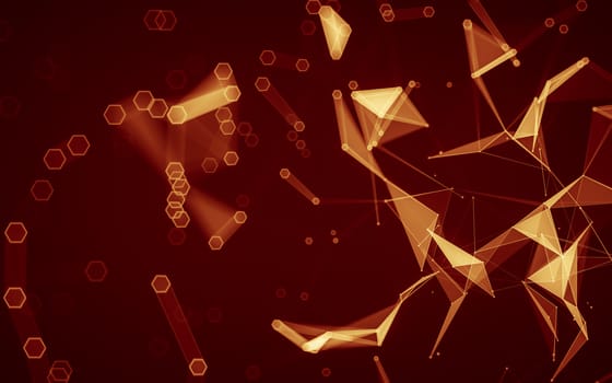 Abstract polygonal space low poly dark background with connecting dots and lines. Connection structure. 3d rendering