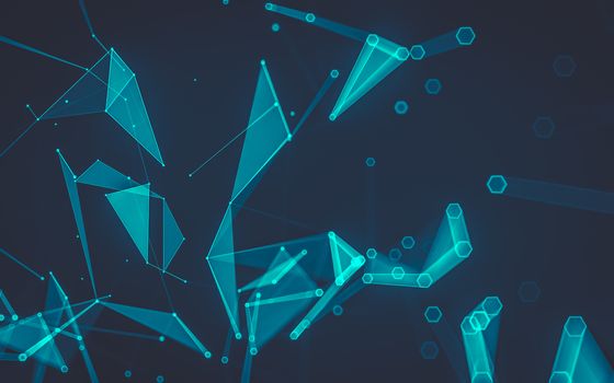 Abstract polygonal space low poly dark background with connecting dots and lines. Connection structure. 3d rendering