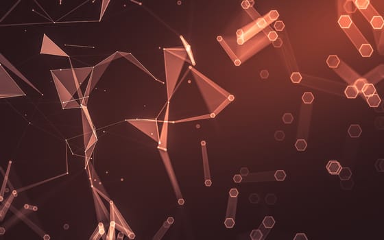 Abstract polygonal space low poly dark background with connecting dots and lines. Connection structure. 3d rendering