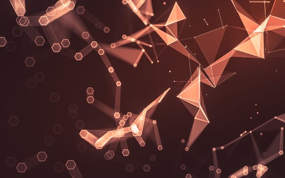 Abstract polygonal space low poly dark background with connecting dots and lines. Connection structure. 3d rendering