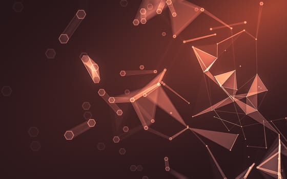 Abstract polygonal space low poly dark background with connecting dots and lines. Connection structure. 3d rendering