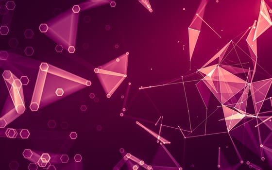 Abstract polygonal space low poly dark background with connecting dots and lines. Connection structure. 3d rendering