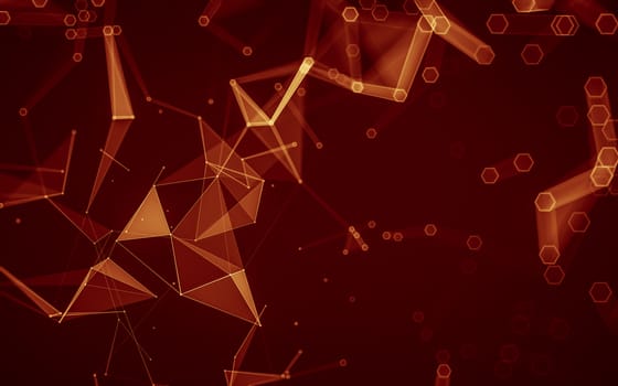 Abstract polygonal space low poly dark background with connecting dots and lines. Connection structure. 3d rendering