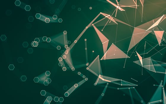 Abstract polygonal space low poly dark background with connecting dots and lines. Connection structure. 3d rendering