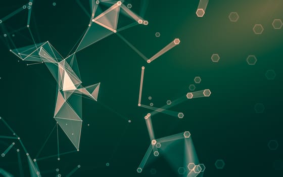 Abstract polygonal space low poly dark background with connecting dots and lines. Connection structure. 3d rendering