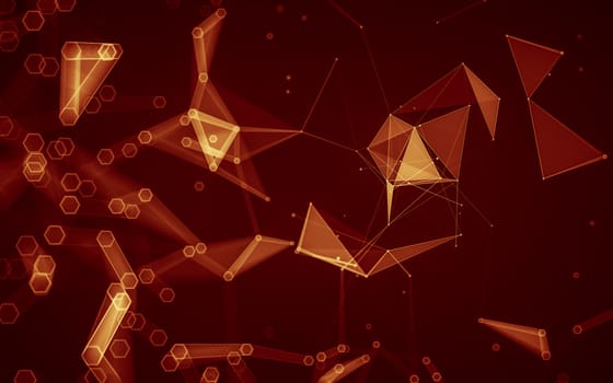 Abstract polygonal space low poly dark background with connecting dots and lines. Connection structure. 3d rendering