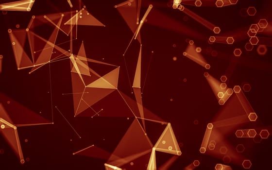 Abstract polygonal space low poly dark background with connecting dots and lines. Connection structure. 3d rendering