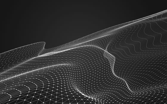 Abstract polygonal space low poly dark background with connecting dots and lines. Connection structure. 3d rendering