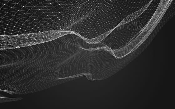 Abstract polygonal space low poly dark background with connecting dots and lines. Connection structure. 3d rendering