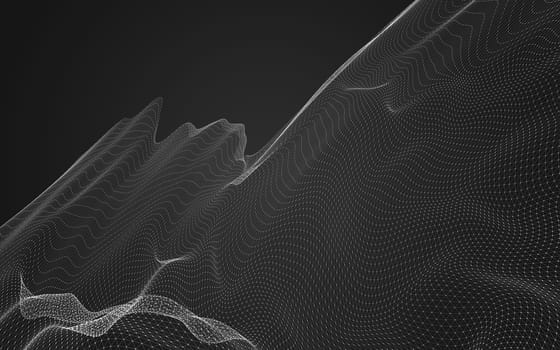 Abstract polygonal space low poly dark background with connecting dots and lines. Connection structure. 3d rendering