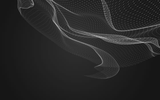 Abstract polygonal space low poly dark background with connecting dots and lines. Connection structure. 3d rendering