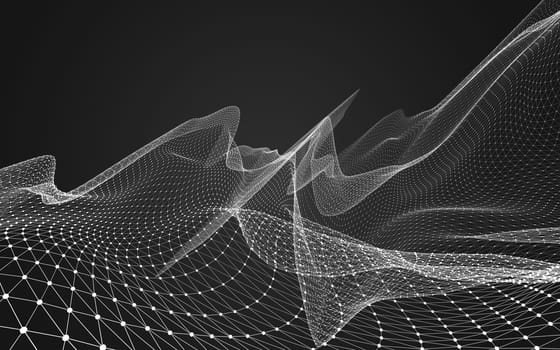 Abstract polygonal space low poly dark background with connecting dots and lines. Connection structure. 3d rendering