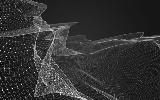 Abstract polygonal space low poly dark background with connecting dots and lines. Connection structure. 3d rendering