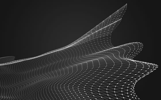 Abstract polygonal space low poly dark background with connecting dots and lines. Connection structure. 3d rendering