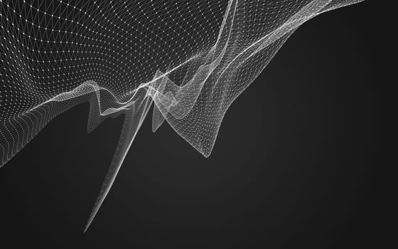 Abstract polygonal space low poly dark background with connecting dots and lines. Connection structure. 3d rendering