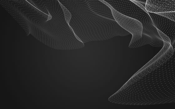 Abstract polygonal space low poly dark background with connecting dots and lines. Connection structure. 3d rendering