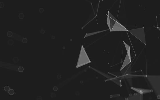 Abstract polygonal space low poly dark background with connecting dots and lines. Connection structure. 3d rendering