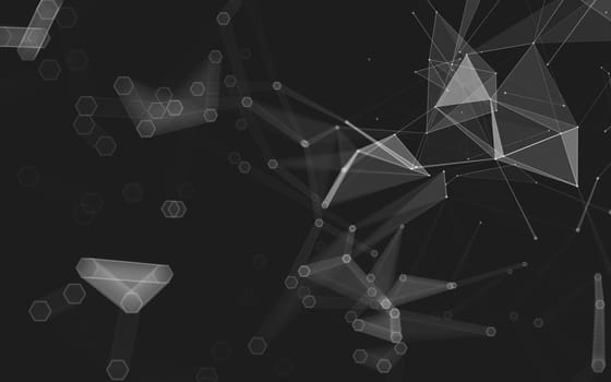 Abstract polygonal space low poly dark background with connecting dots and lines. Connection structure. 3d rendering