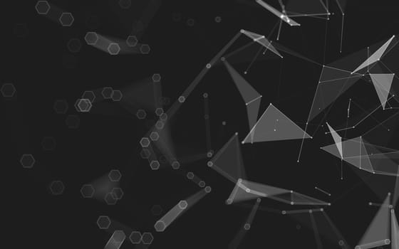 Abstract polygonal space low poly dark background with connecting dots and lines. Connection structure. 3d rendering