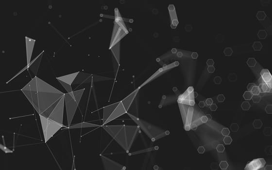 Abstract polygonal space low poly dark background with connecting dots and lines. Connection structure. 3d rendering